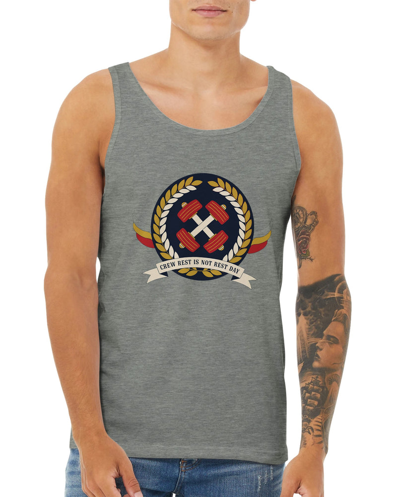 Crew Rest Is Not Rest Day. Tank | Dumbbells & Hotels - Crew Rest Is Not Rest Day. design, tank product photo