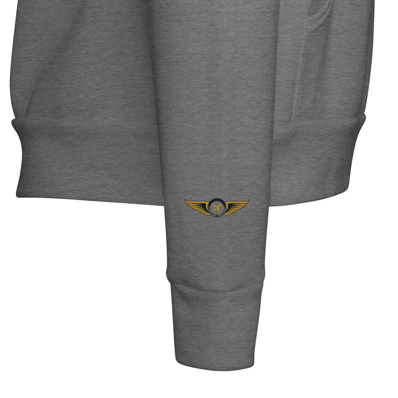 Aviator Wings unisex sponge fleece layover hoodie, detail view 11 — Dumbbells & Hotels