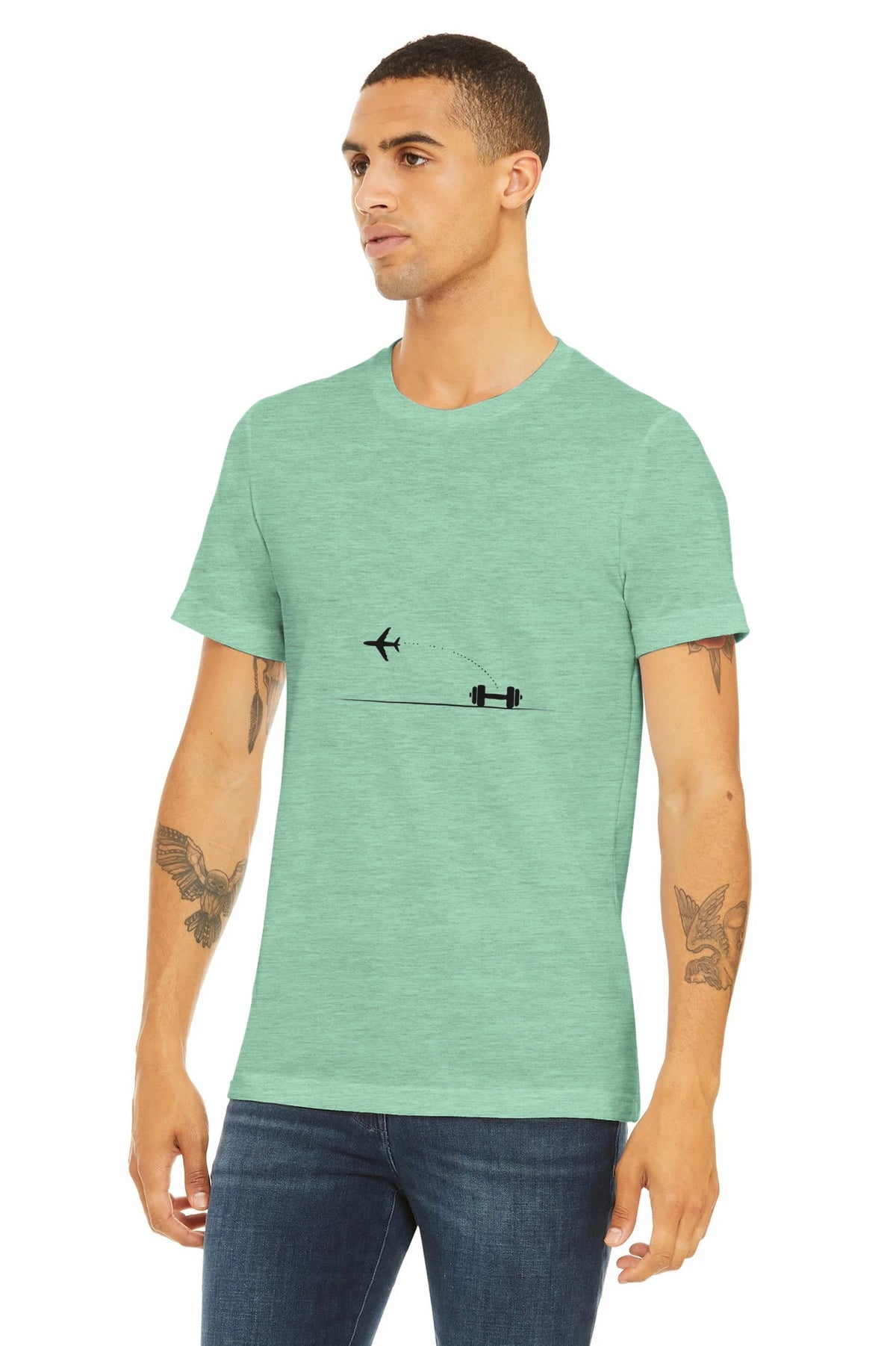 Land. Recover. Repeat. Tee | Dumbbells & Hotels - Land. Recover. Repeat. design, tee product photo