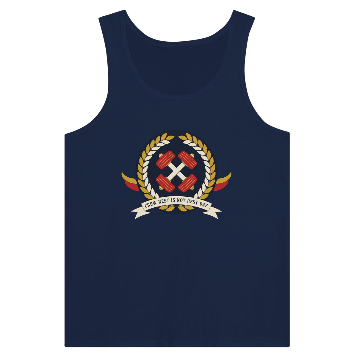 Crew Rest Is Not Rest Day. Tank | Dumbbells & Hotels - Crew Rest Is Not Rest Day. design, tank product photo