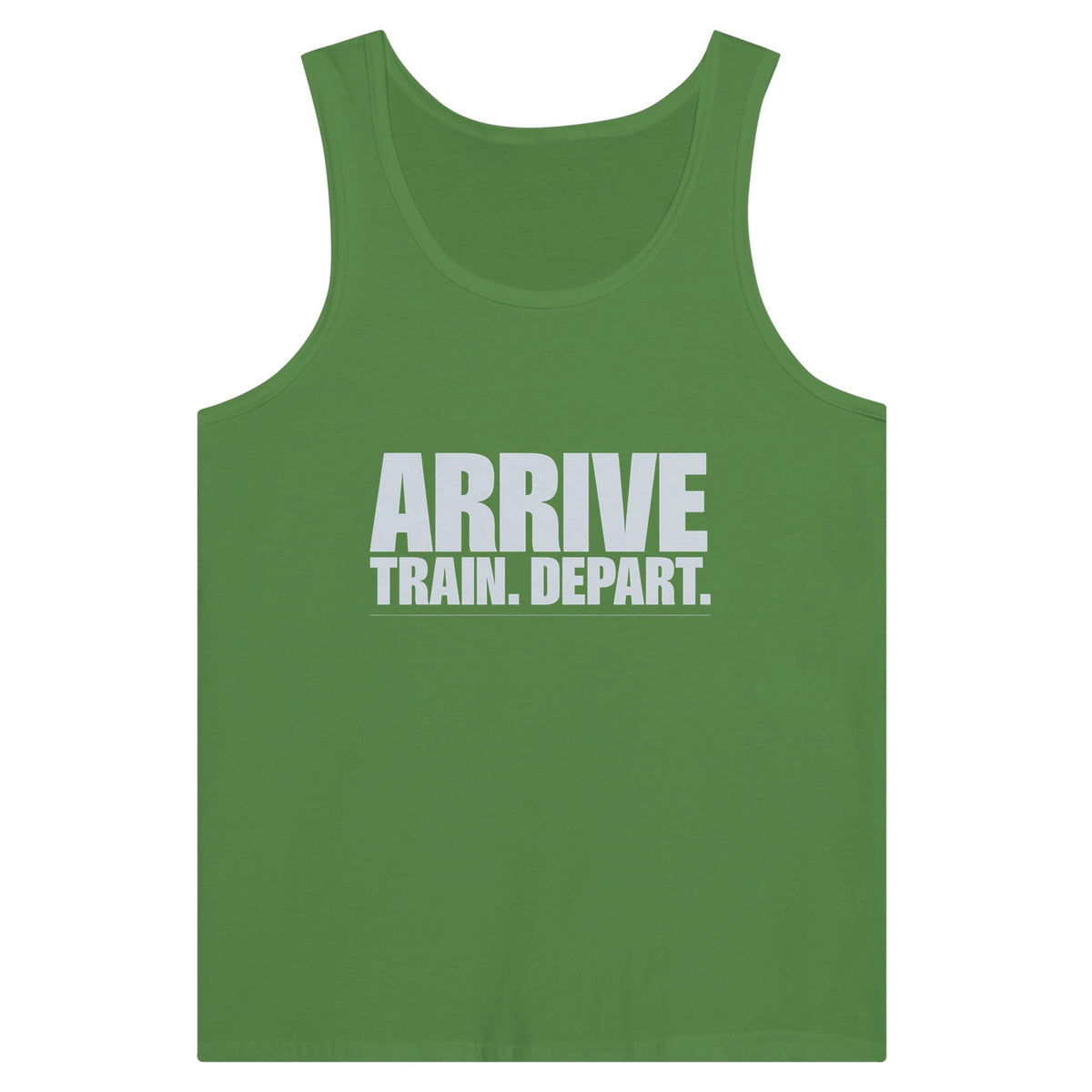 Arrive. Train. Depart. Tank | Dumbbells & Hotels - Arrive. Train. Depart. design, tank product photo
