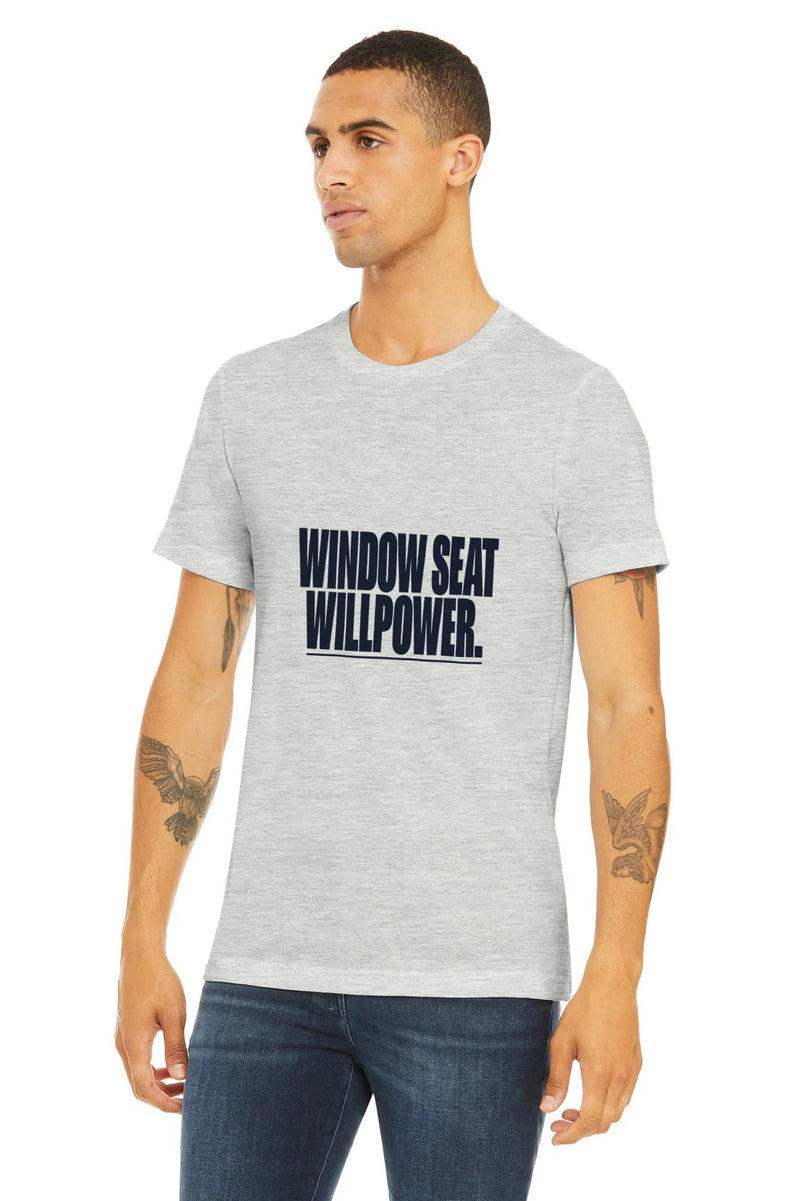 Window Seat Willpower Tee | Dumbbells & Hotels - Window Seat Willpower. design, tee product photo