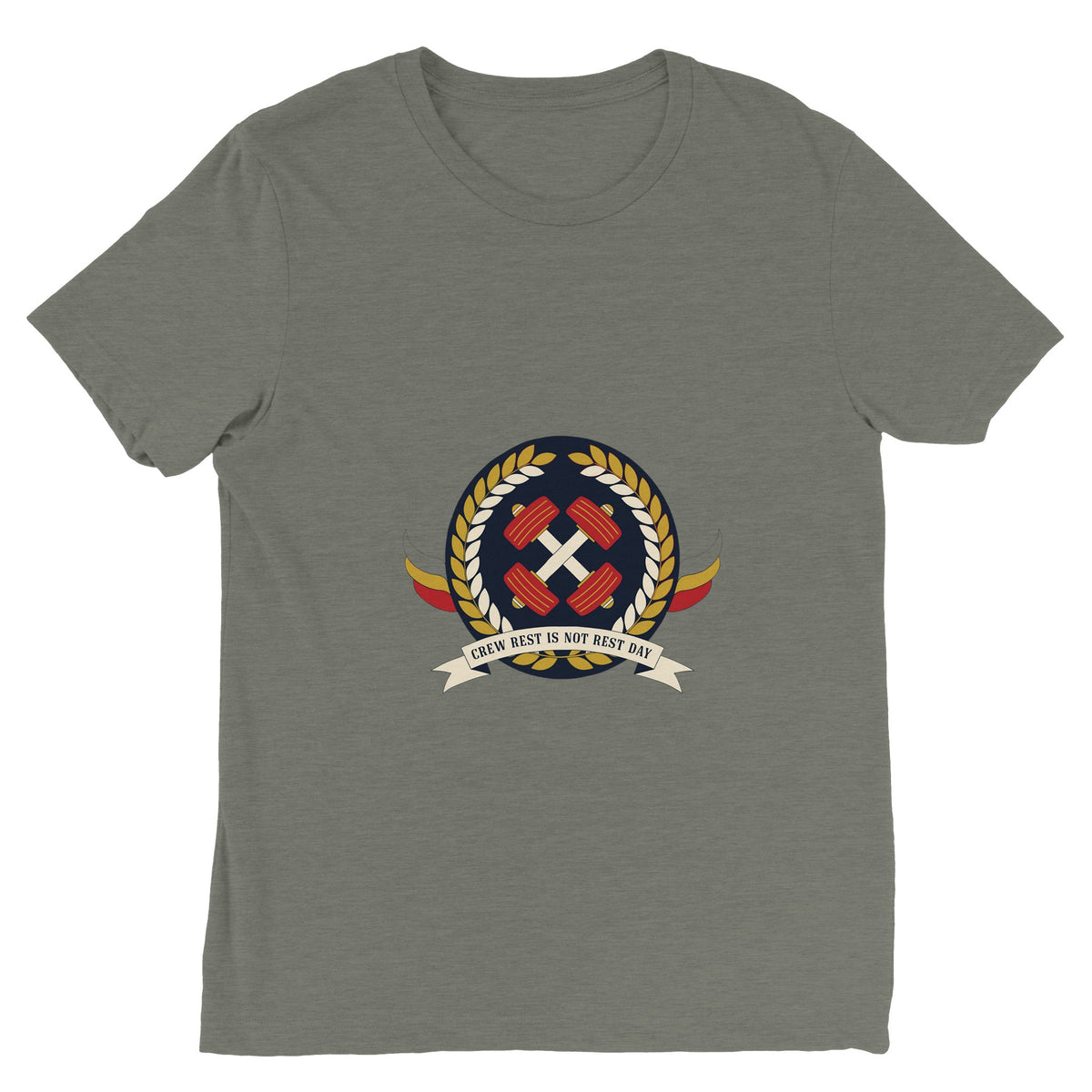 Crew Rest Is Not Rest Day. Tee | Dumbbells & Hotels - Crew Rest Is Not Rest Day. design, tee product photo
