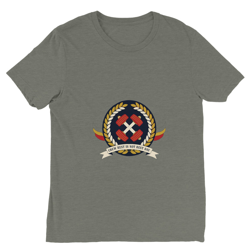 Crew Rest Is Not Rest Day. Tee | Dumbbells & Hotels - Crew Rest Is Not Rest Day. design, tee product photo