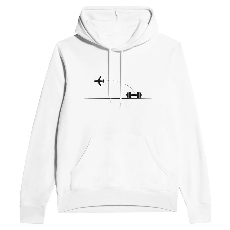 Land. Recover. Repeat. Hoodie | Dumbbells & Hotels - Land. Recover. Repeat. design, hoodie product photo