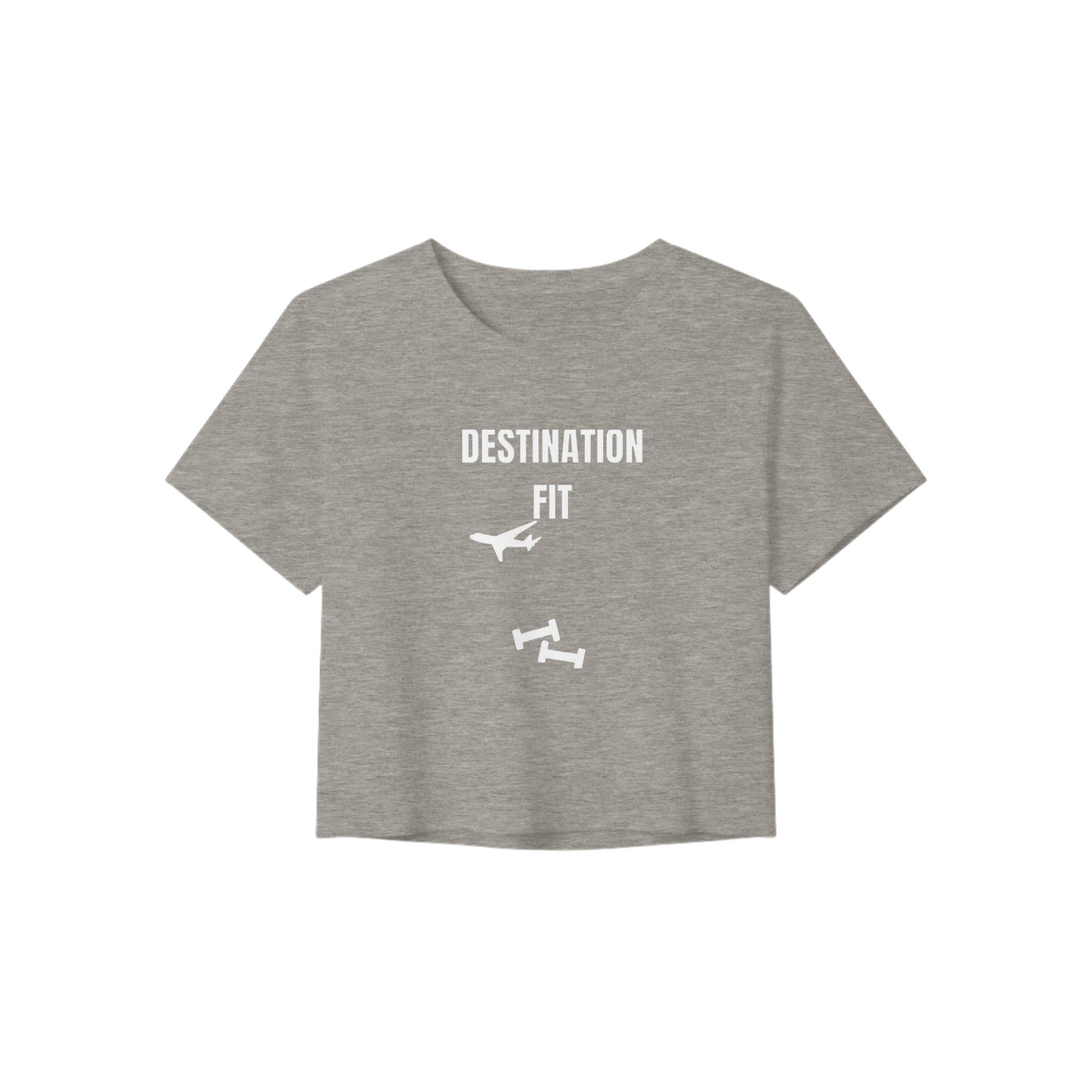 Destination Fit women's crop tee — lightweight, wrinkle-resistant, layover-ready travel fitness apparel | Dumbbells & Hotels