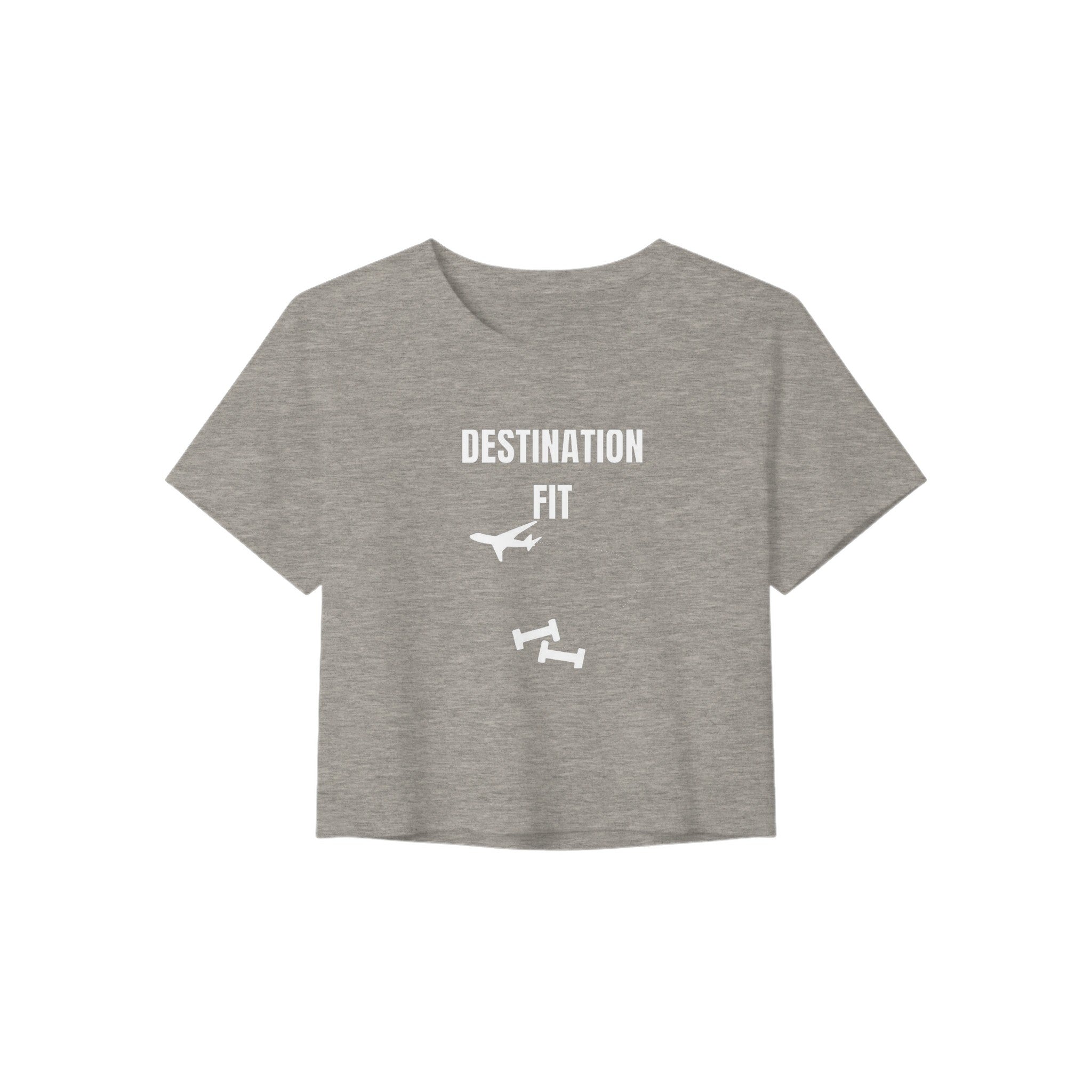 Destination Fit women's crop tee — lightweight, wrinkle-resistant, layover-ready travel fitness apparel | Dumbbells & Hotels