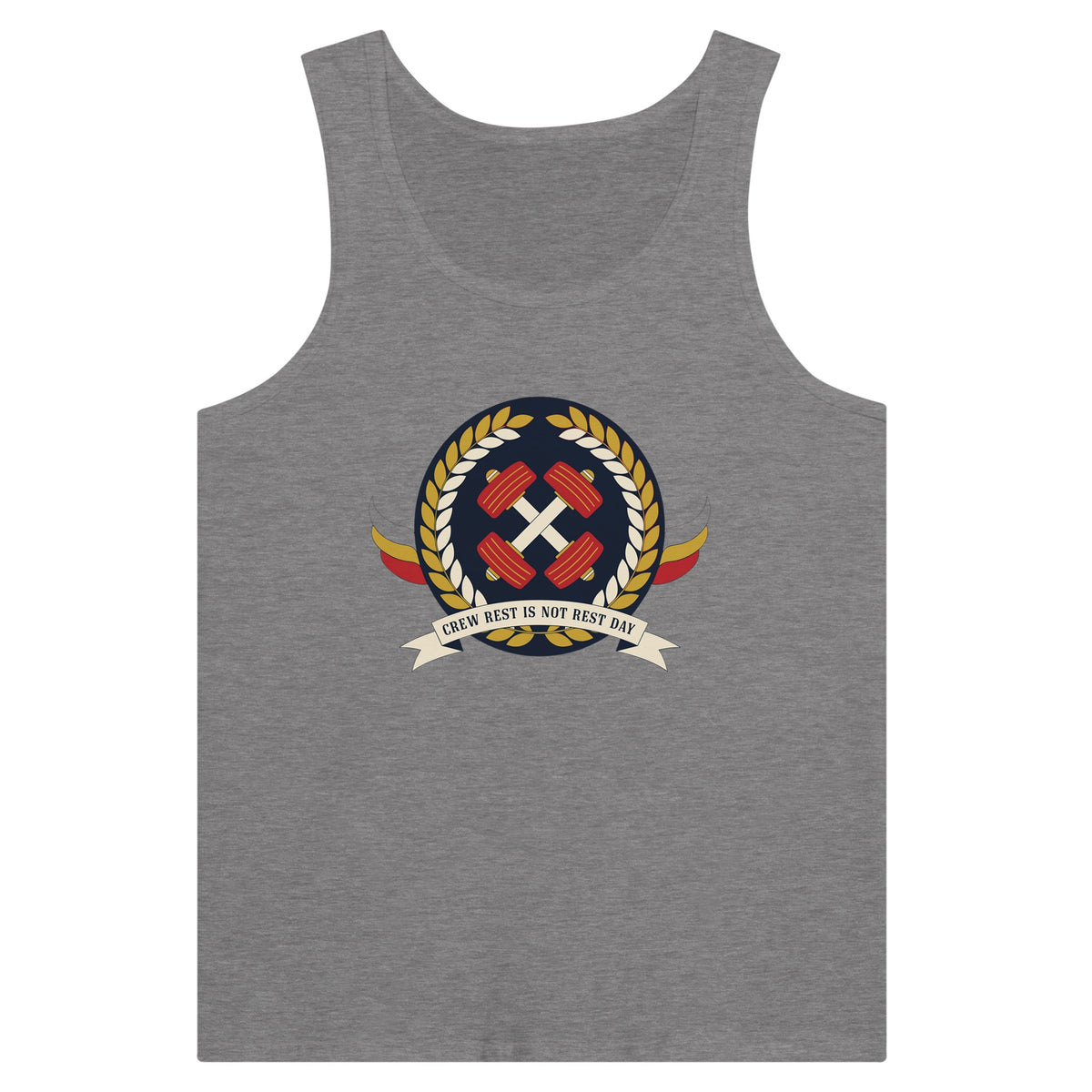 Crew Rest Is Not Rest Day. Tank | Dumbbells & Hotels - Crew Rest Is Not Rest Day. design, tank product photo