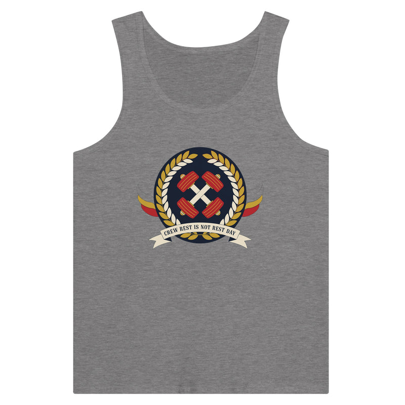 Crew Rest Is Not Rest Day. Tank | Dumbbells & Hotels - Crew Rest Is Not Rest Day. design, tank product photo
