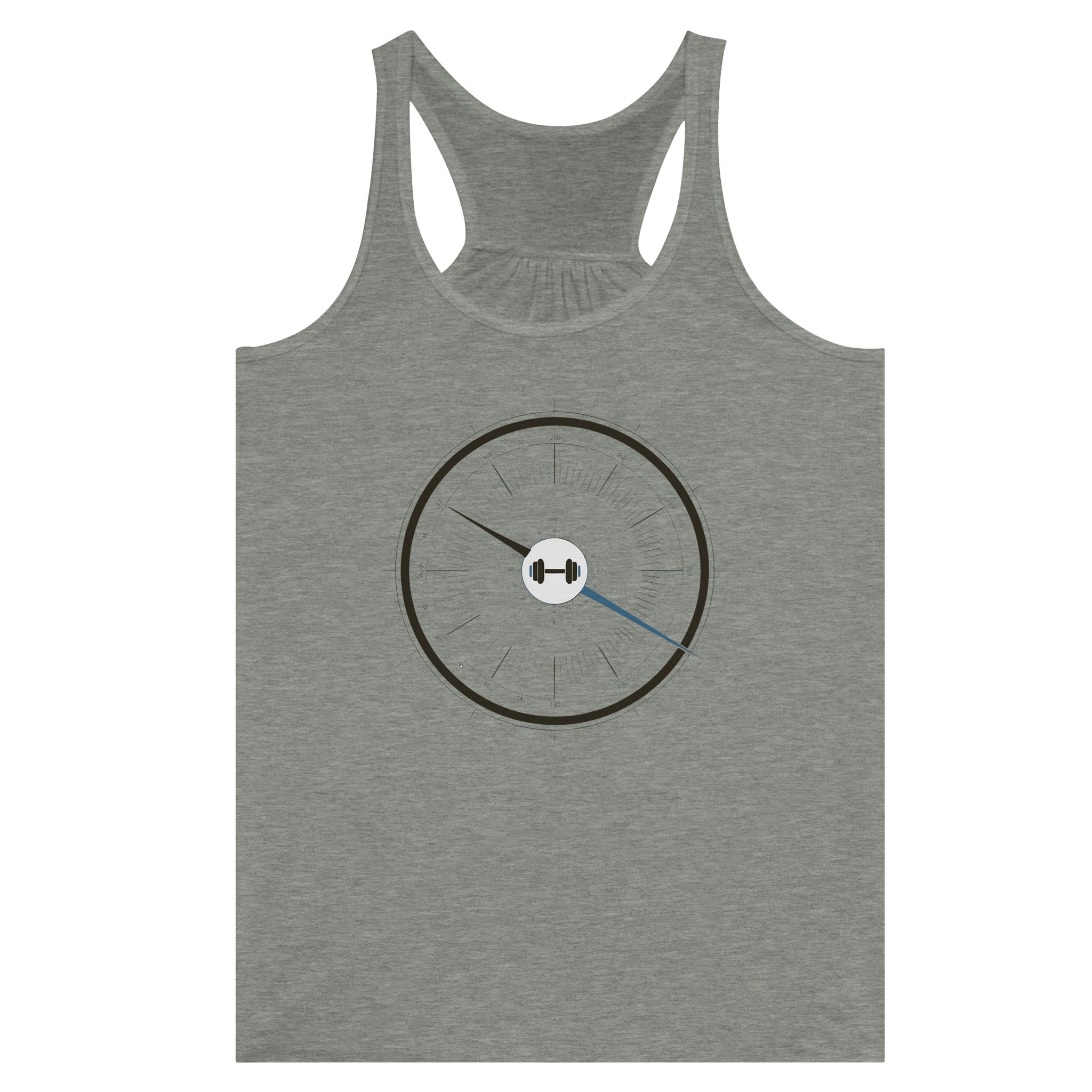 Bedside Manner Barbell Manner racerback front view, Dumbbells and Hotels travel training piece