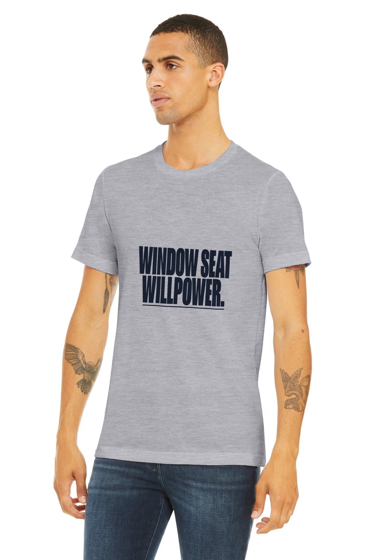 Window Seat Willpower Tee | Dumbbells & Hotels - Window Seat Willpower. design, tee product photo
