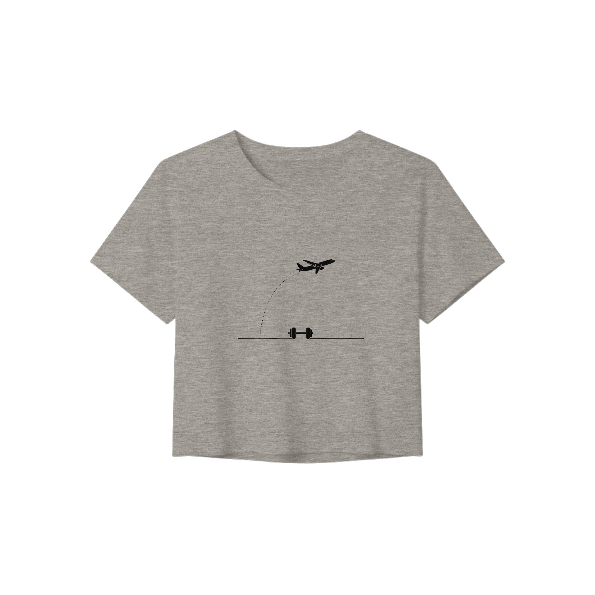 Beverage Cart Miles, Bodyweight Wins women's travel crop tee by Dumbbells & Hotels