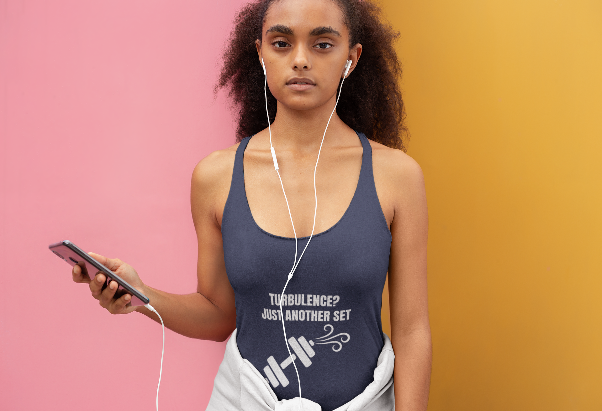 Women's Turbulence racerback tank in Vintage Navy - layover ready travel workout tank