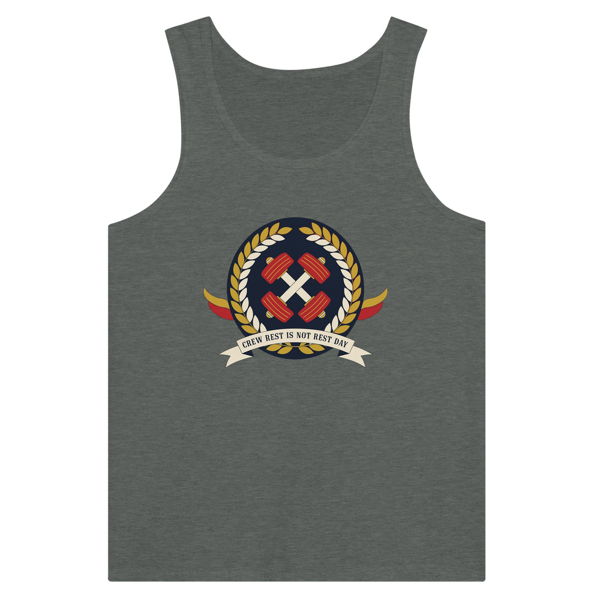 Crew Rest Is Not Rest Day. Tank | Dumbbells & Hotels - Crew Rest Is Not Rest Day. design, tank product photo
