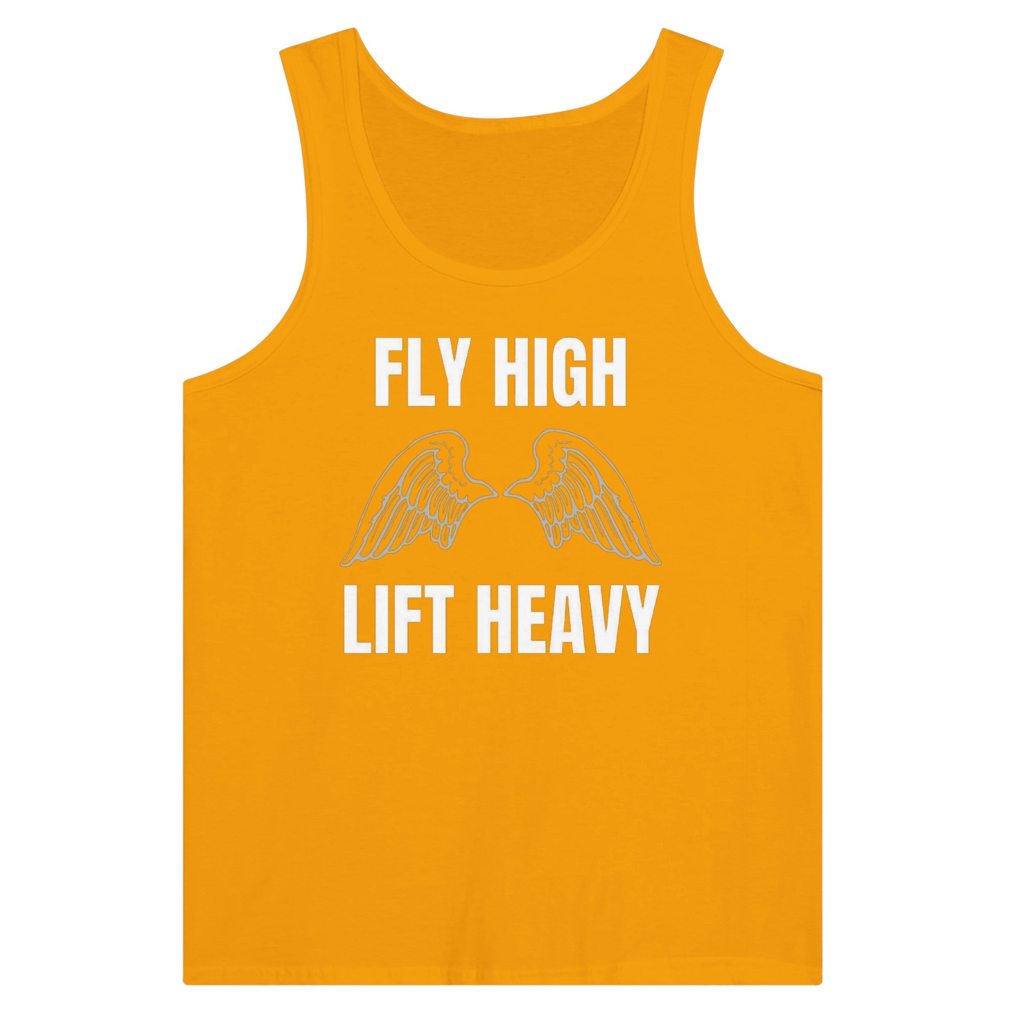 premium travel tank with white Fly High Lift Heavy wingspan print, product view 3