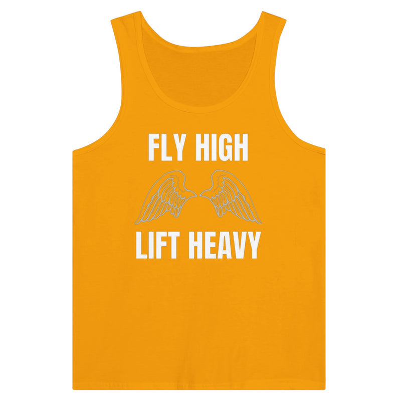 premium travel tank with white Fly High Lift Heavy wingspan print, product view 3