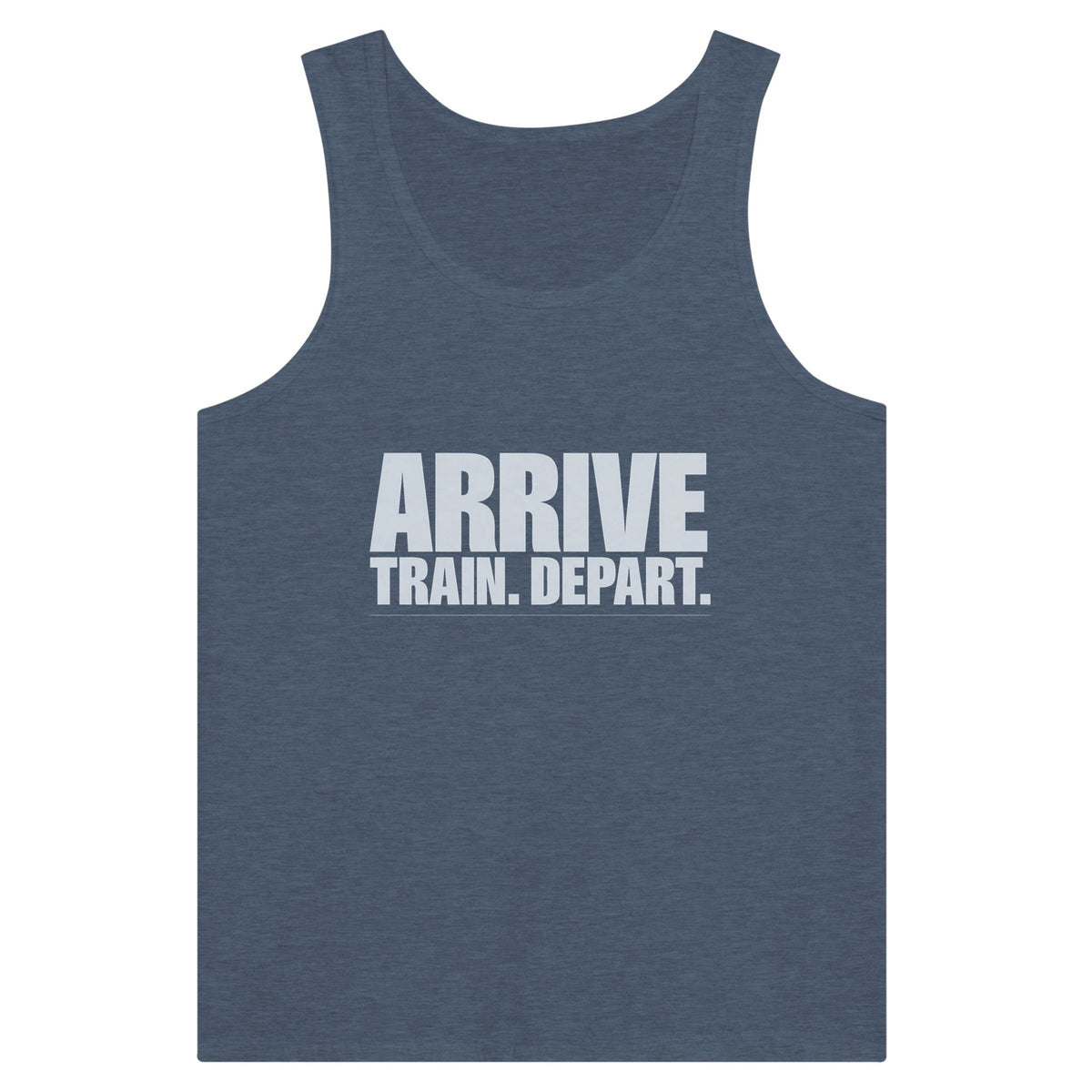 Arrive. Train. Depart. Tank | Dumbbells & Hotels - Arrive. Train. Depart. design, tank product photo