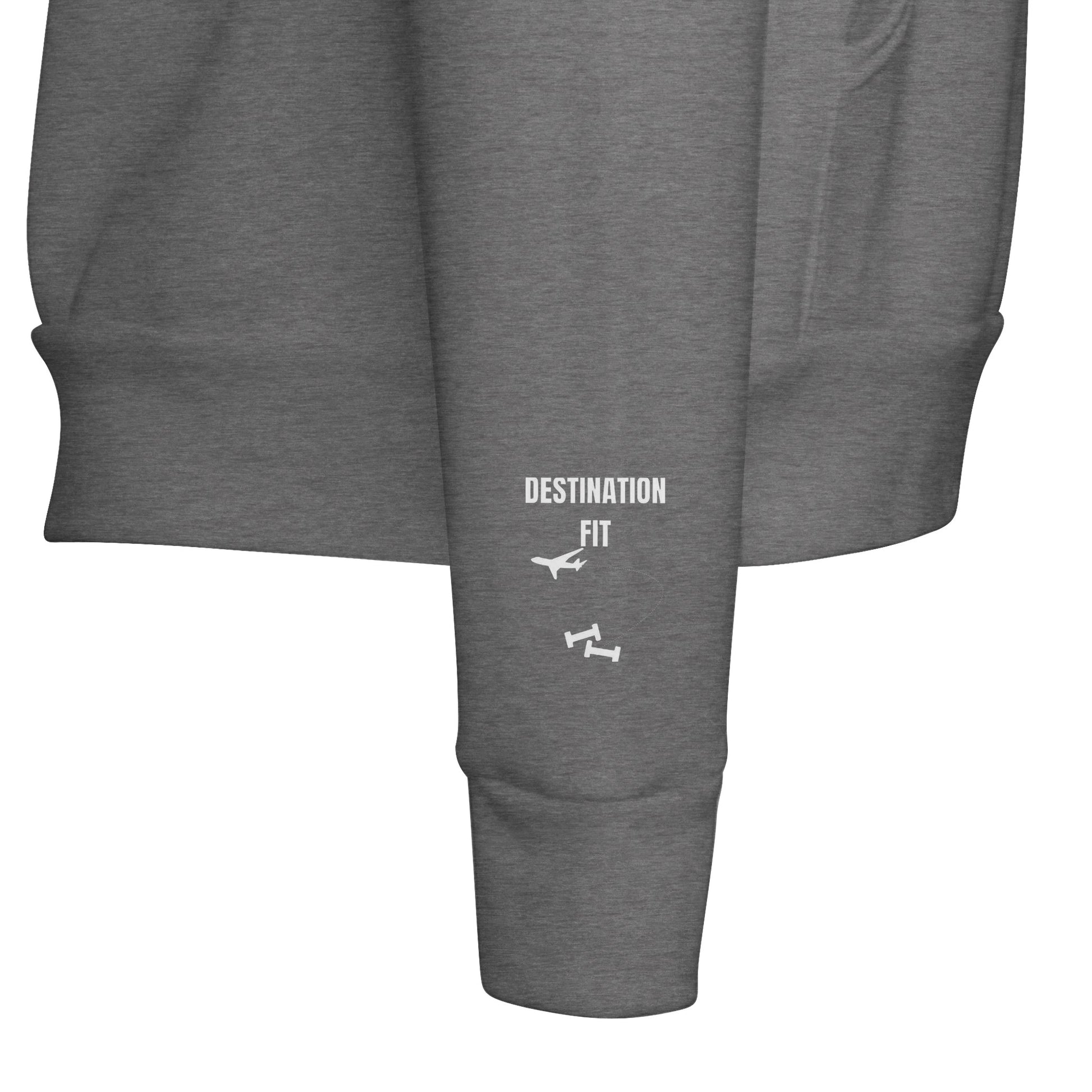 Destination Fit travel hoodie — flight-tested travel fitness apparel for the road warrior | Dumbbells & Hotels