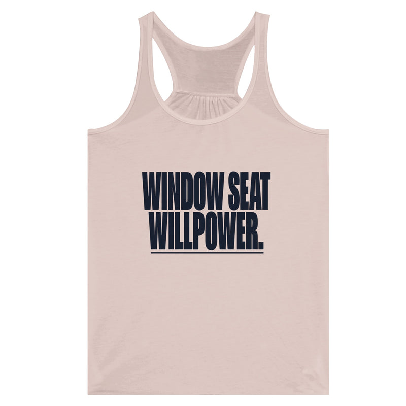 Window Seat Willpower Racerback | Dumbbells & Hotels - Window Seat Willpower. design, racerback product photo
