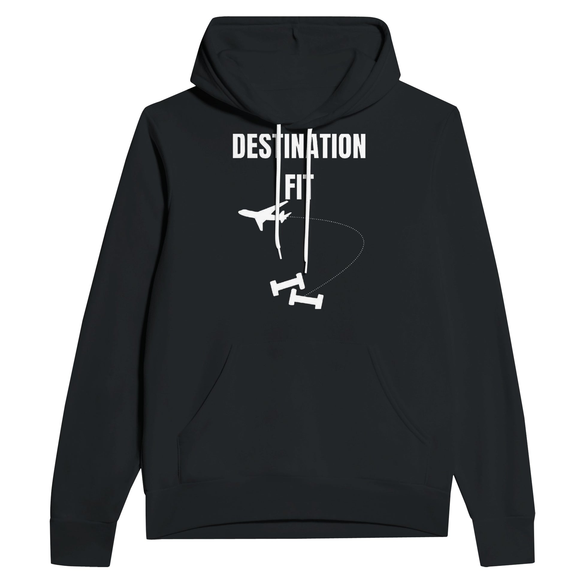 Destination Fit travel hoodie — road warrior training in the hotel gym | Dumbbells & Hotels