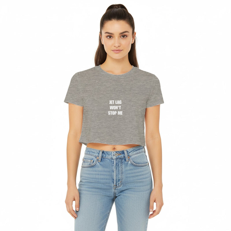 Jet Lag Won't Stop Me crop tee, Dumbbells & Hotels layover crop tee