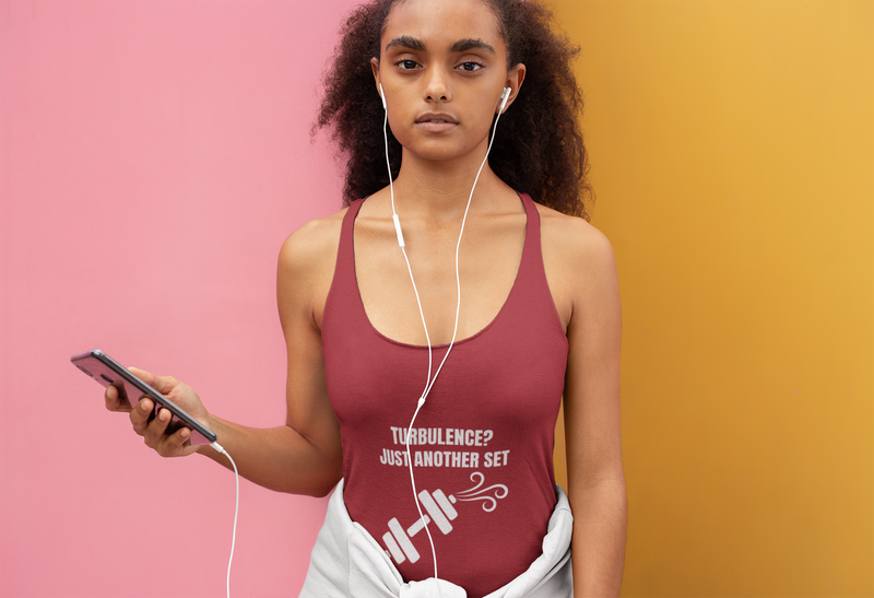 Women's Turbulence racerback tank in Vintage Red - Flight Tested travel fitness tank