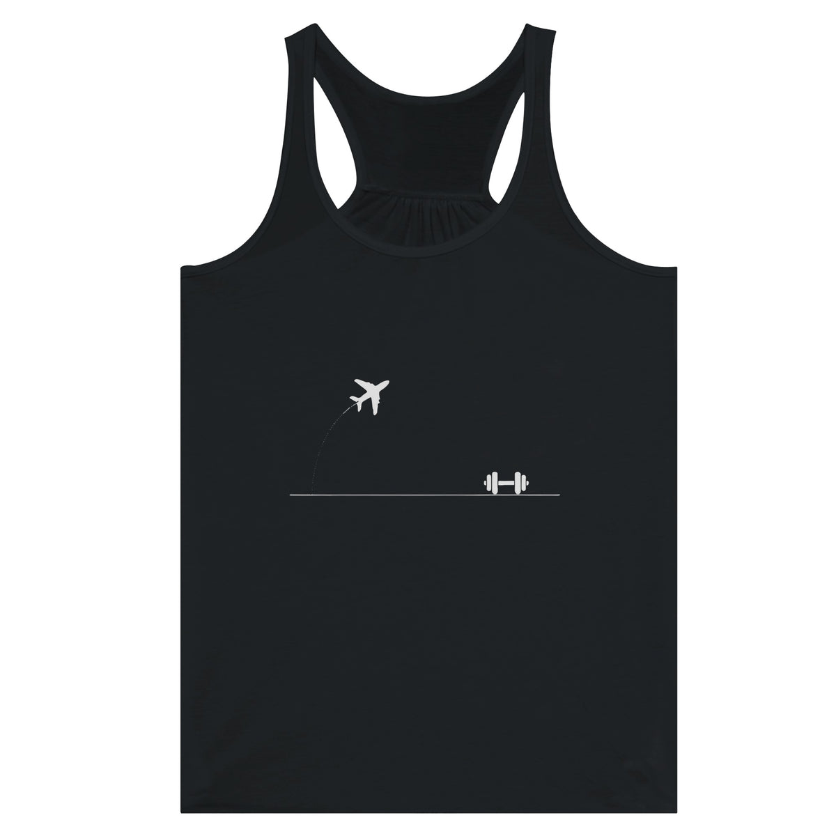 Rucked Miles, Ready Muscles Racerback | Dumbbells & Hotels - Rucked Miles, Ready Muscles. design, racerback product photo