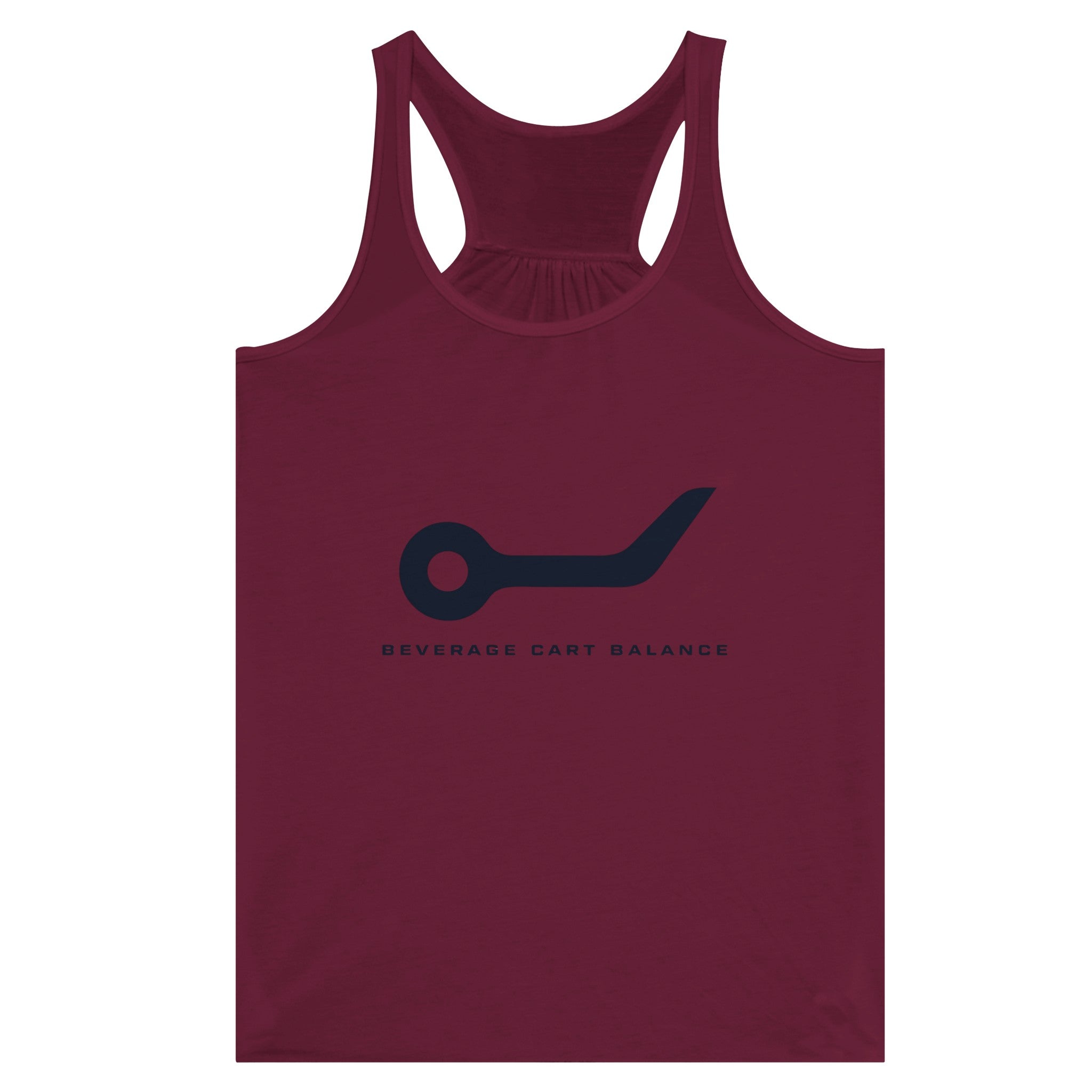 Beverage Cart Balance women's racerback tank by Dumbbells & Hotels, travel gym apparel