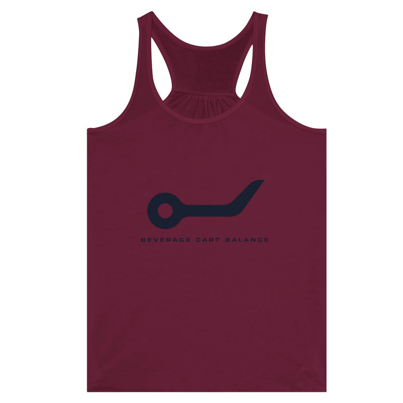 Beverage Cart Balance women's racerback tank by Dumbbells & Hotels, travel gym apparel