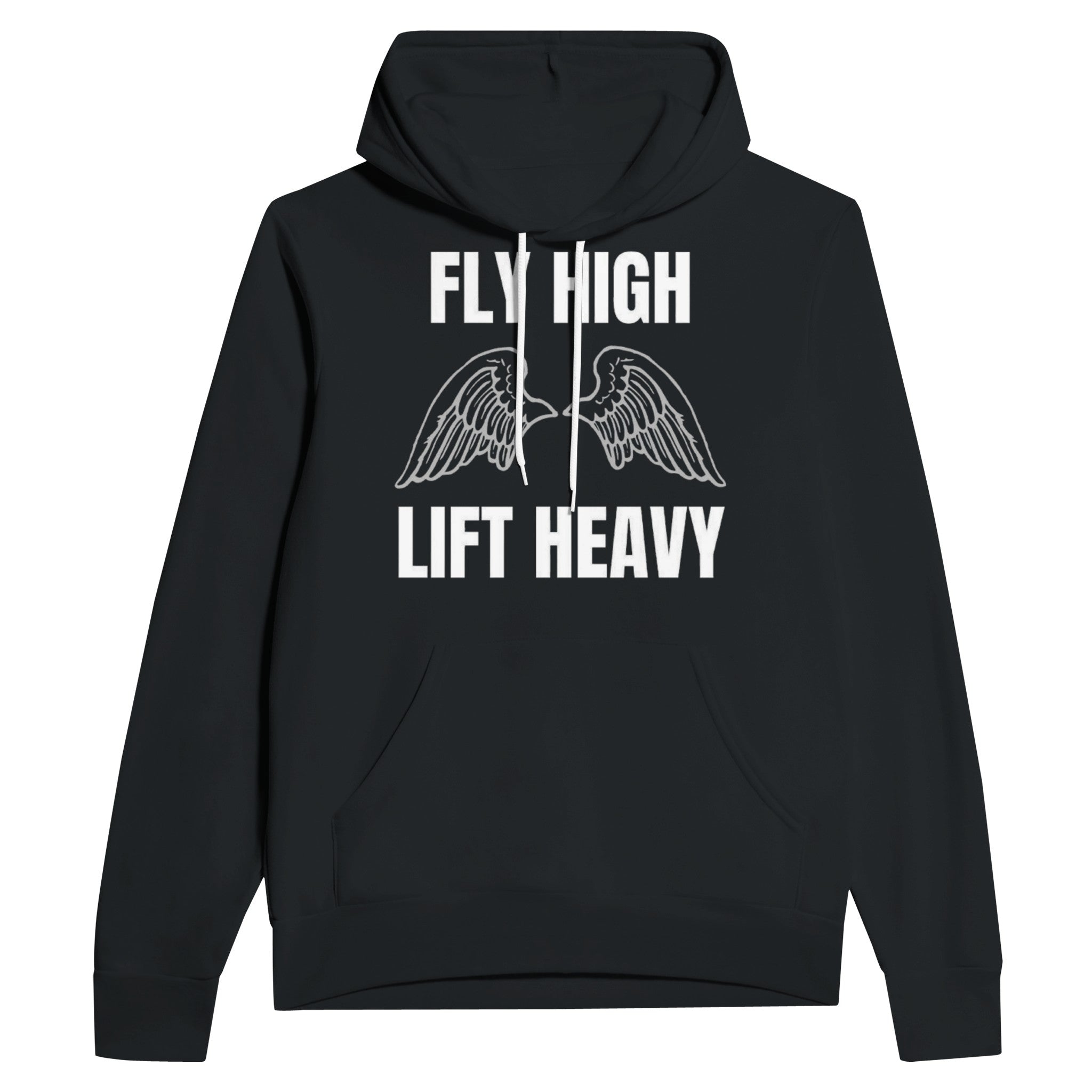 Fly High Lift Heavy black travel workout hoodie — Dumbbells & Hotels, designed by pilots