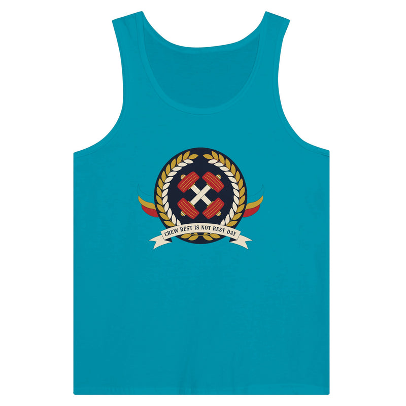 Crew Rest Is Not Rest Day. Tank | Dumbbells & Hotels - Crew Rest Is Not Rest Day. design, tank product photo