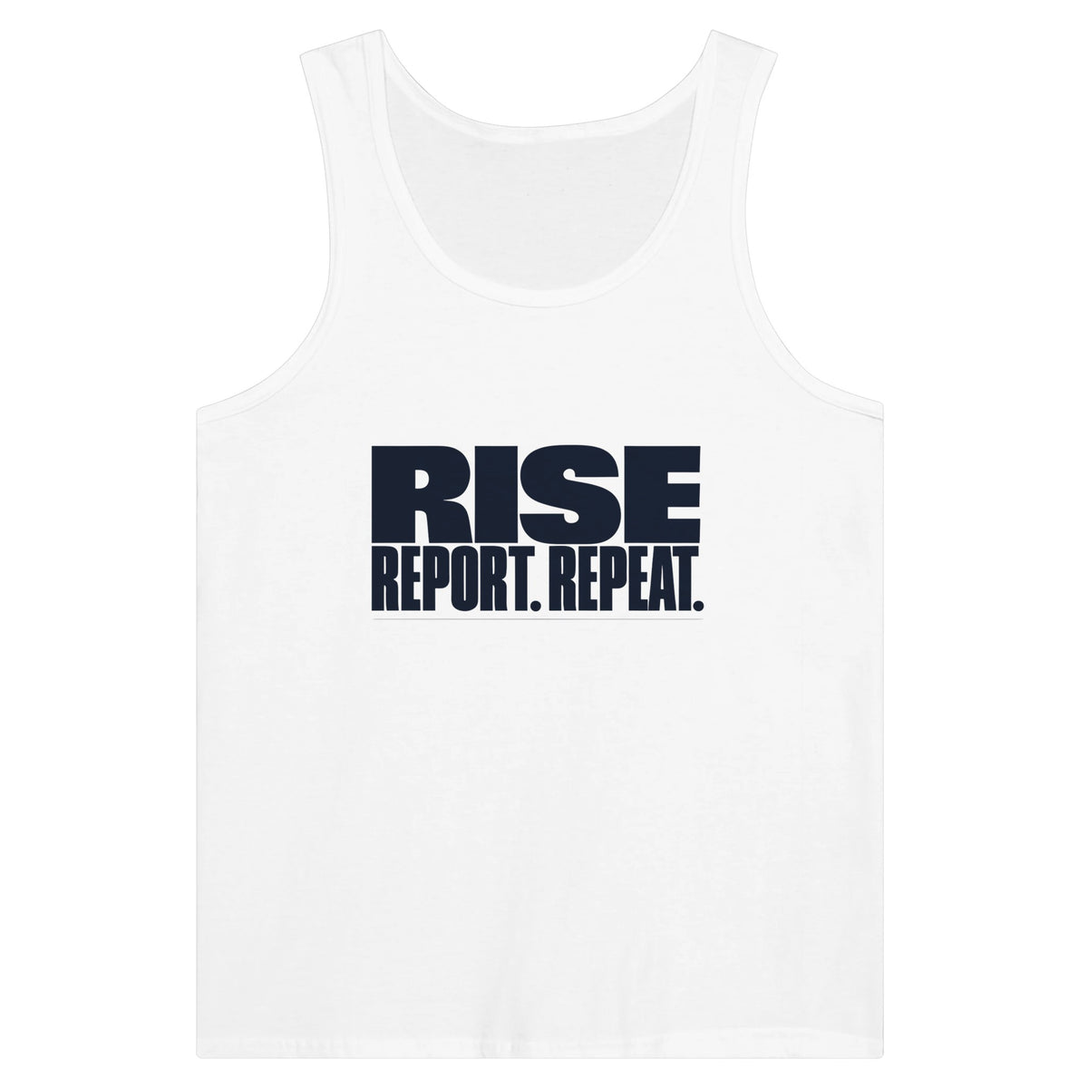 Rise. Report. Repeat. Tank | Dumbbells & Hotels - Rise. Report. Repeat. design, tank product photo