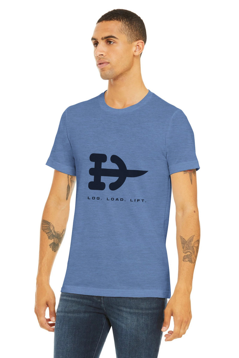 Log. Load. Lift. Tee | Dumbbells & Hotels - Log. Load. Lift. design, tee product photo