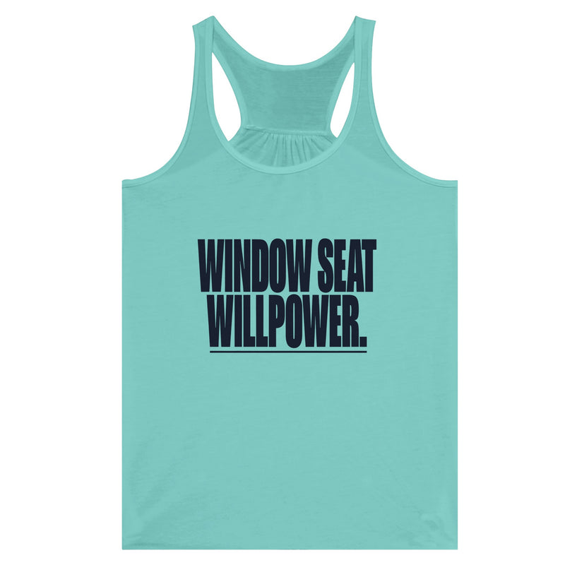 Window Seat Willpower Racerback | Dumbbells & Hotels - Window Seat Willpower. design, racerback product photo