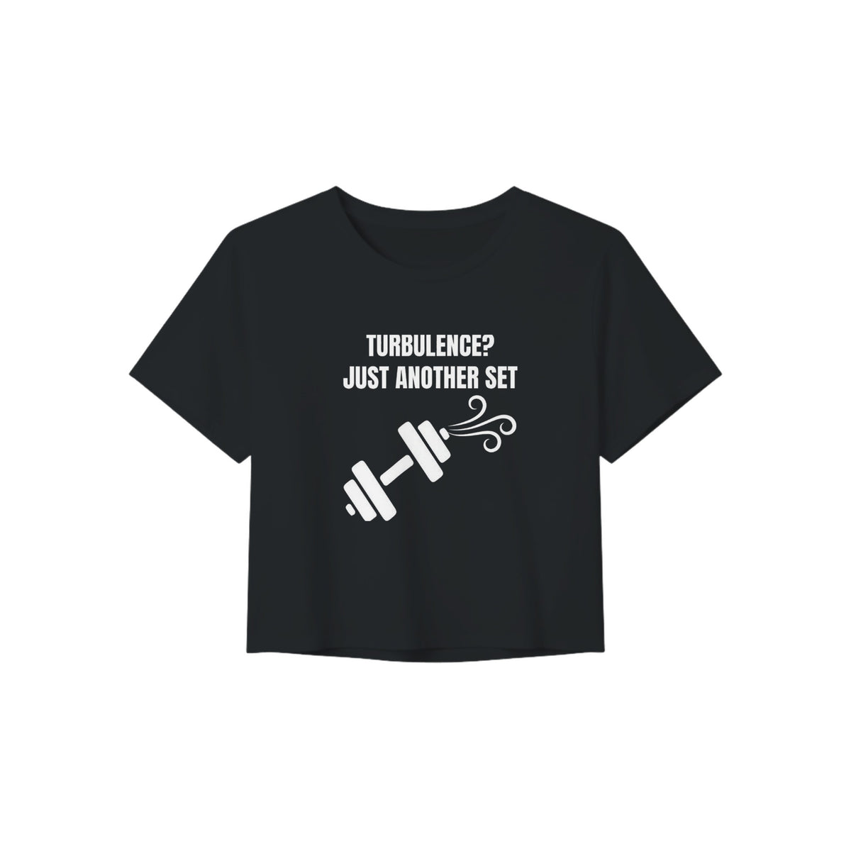 Turbulence? Just Another Set women's travel crop tee by Dumbbells & Hotels — view 3