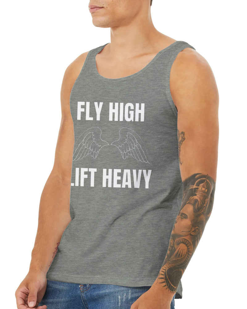 premium travel tank with white Fly High Lift Heavy wingspan print, product view 18