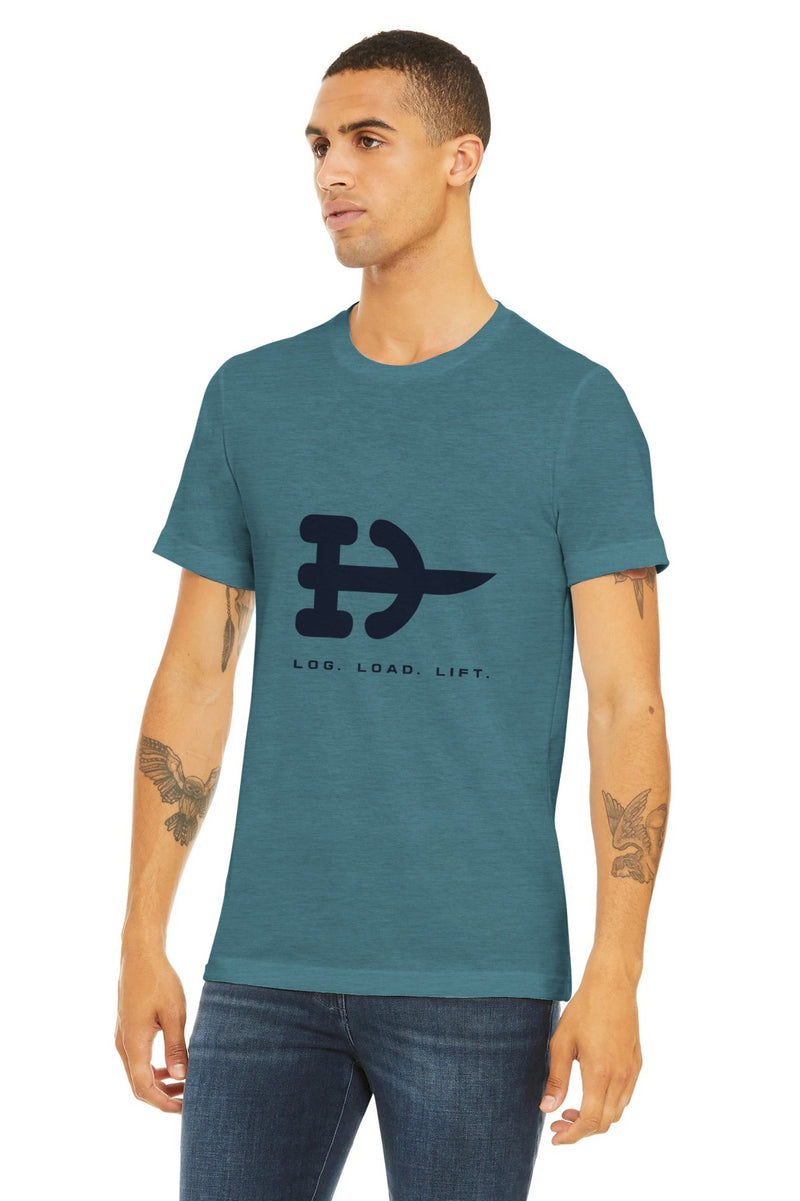 Log. Load. Lift. Tee | Dumbbells & Hotels - Log. Load. Lift. design, tee product photo