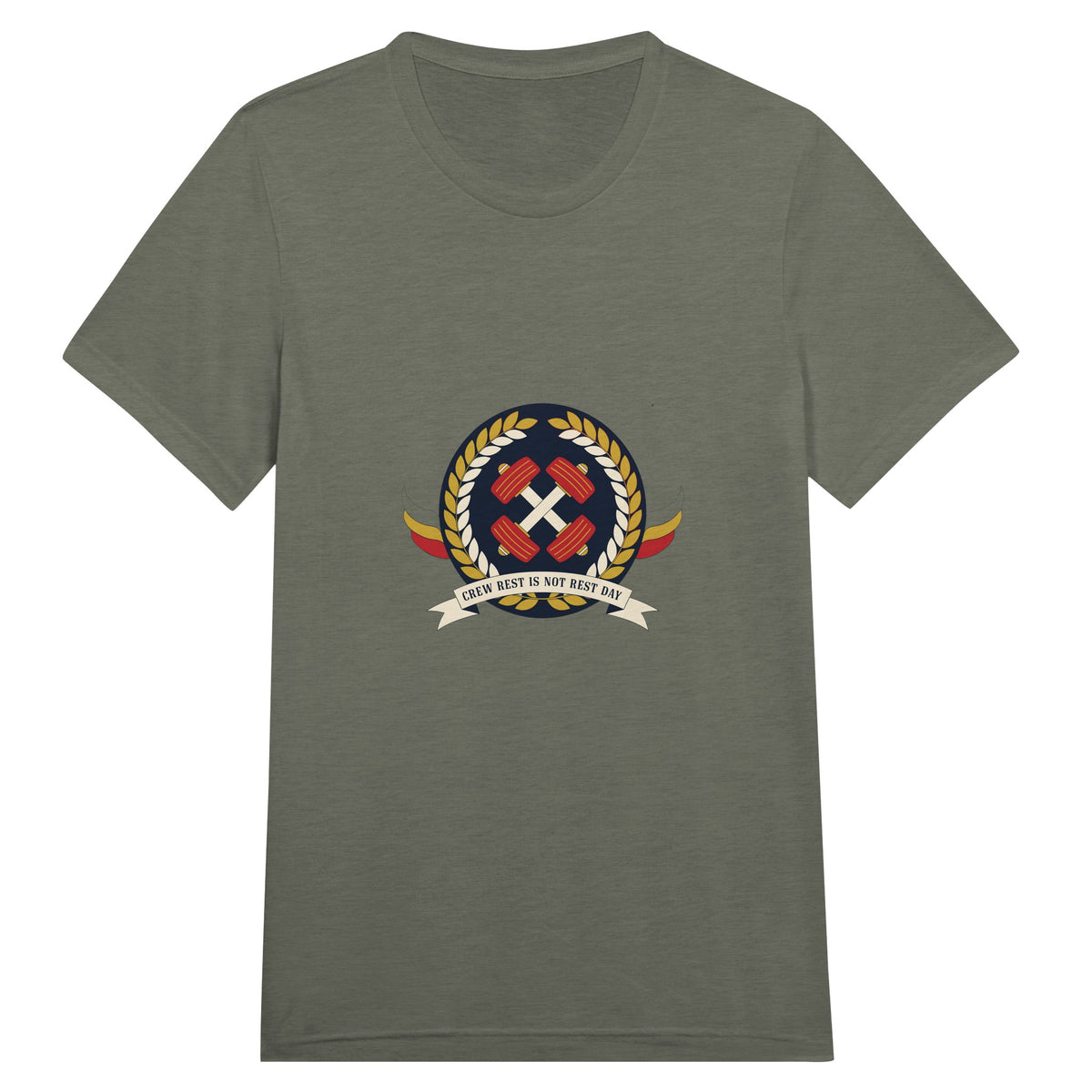 Crew Rest Is Not Rest Day. Tee | Dumbbells & Hotels - Crew Rest Is Not Rest Day. design, tee product photo
