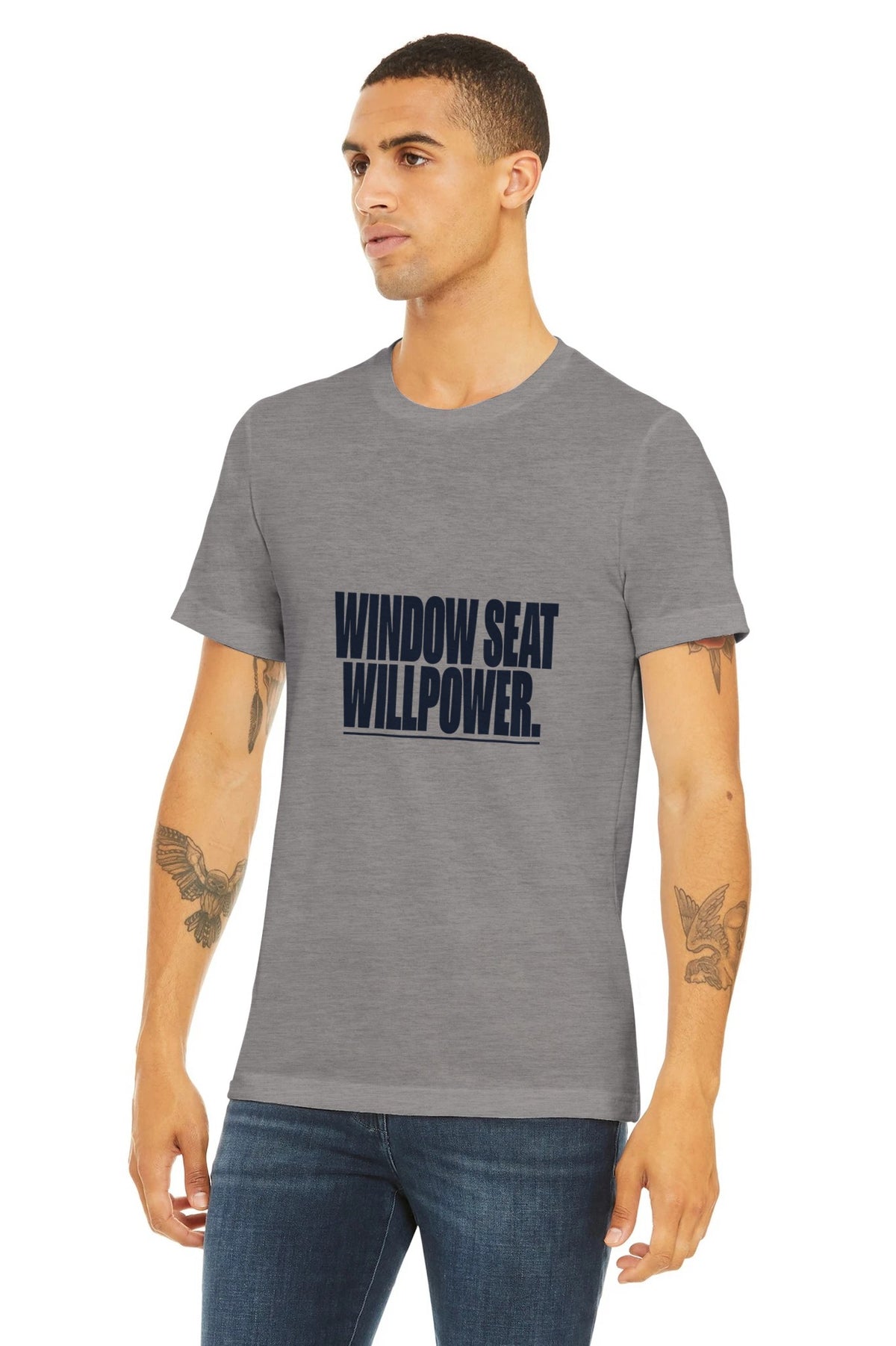 Window Seat Willpower Tee | Dumbbells & Hotels - Window Seat Willpower. design, tee product photo