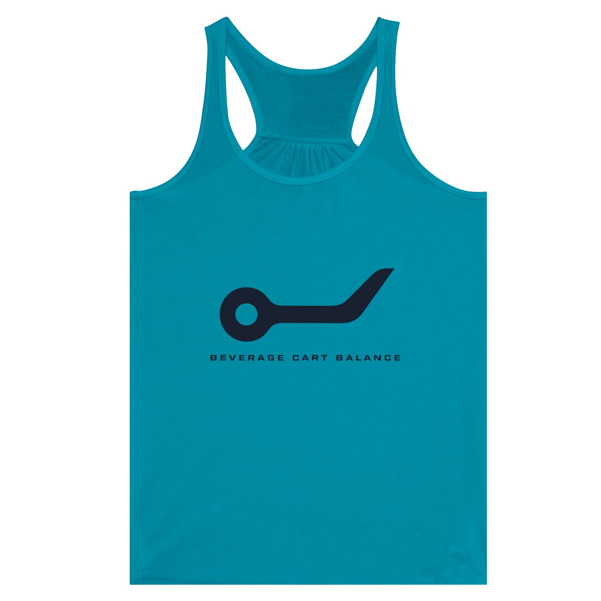 Beverage Cart Balance women's racerback tank by Dumbbells & Hotels, travel gym apparel