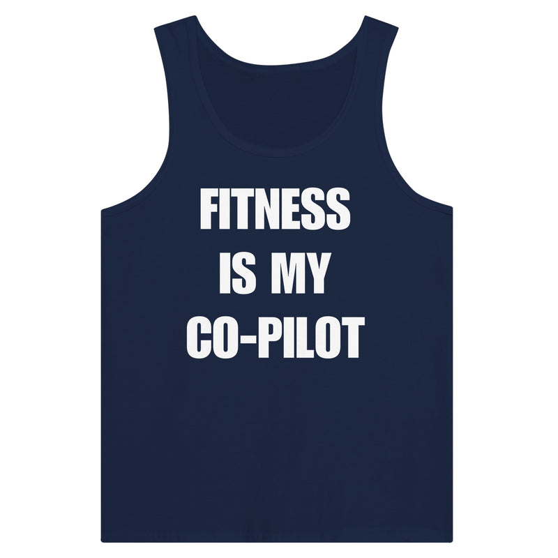 Fitness Is My Co-Pilot premium unisex tank in additional colorway — travel fitness tank, view 11