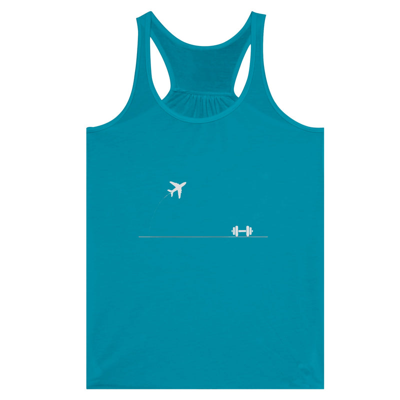 Rucked Miles, Ready Muscles Racerback | Dumbbells & Hotels - Rucked Miles, Ready Muscles. design, racerback product photo