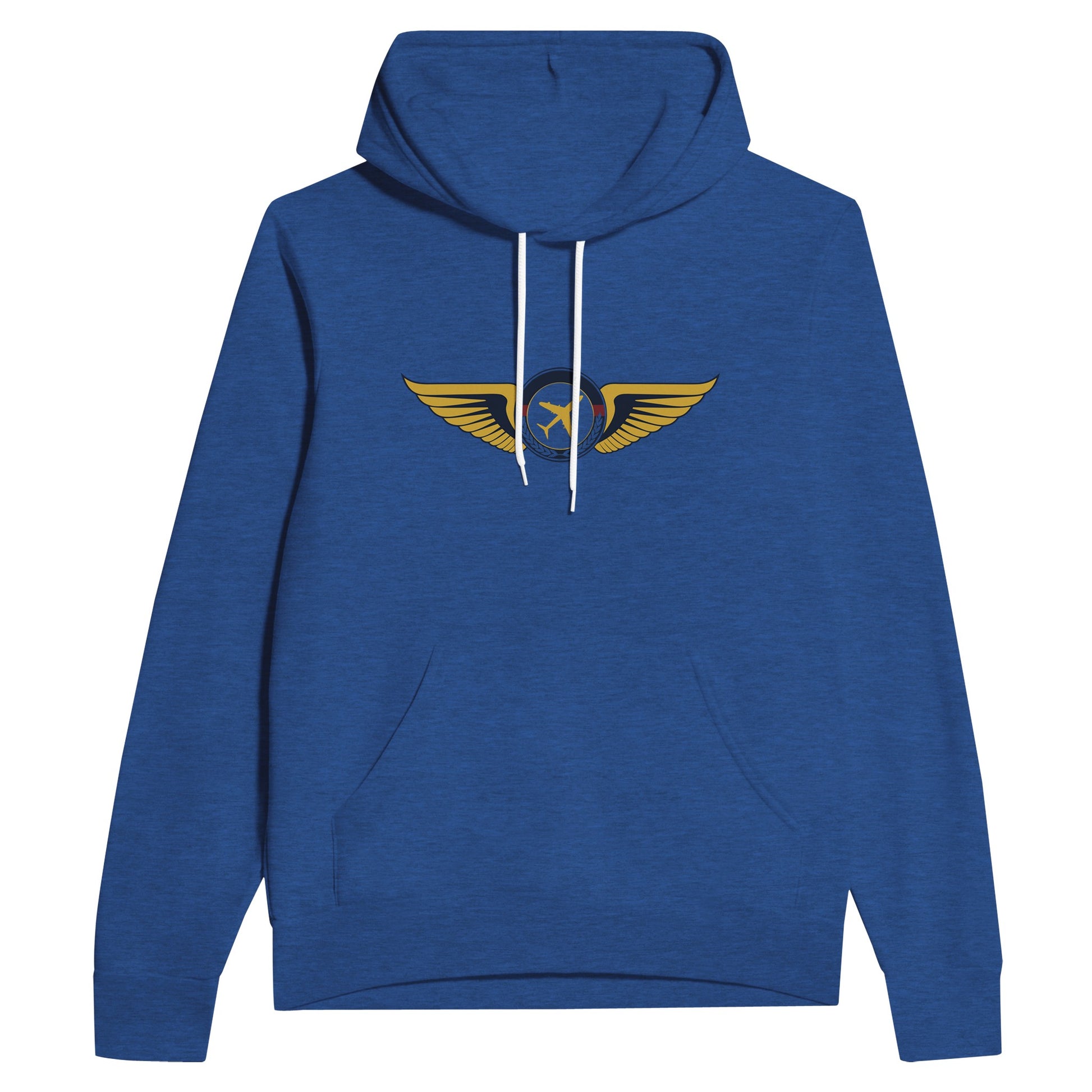 Aviator Wings unisex sponge fleece layover hoodie, flat lay 2 — Dumbbells & Hotels