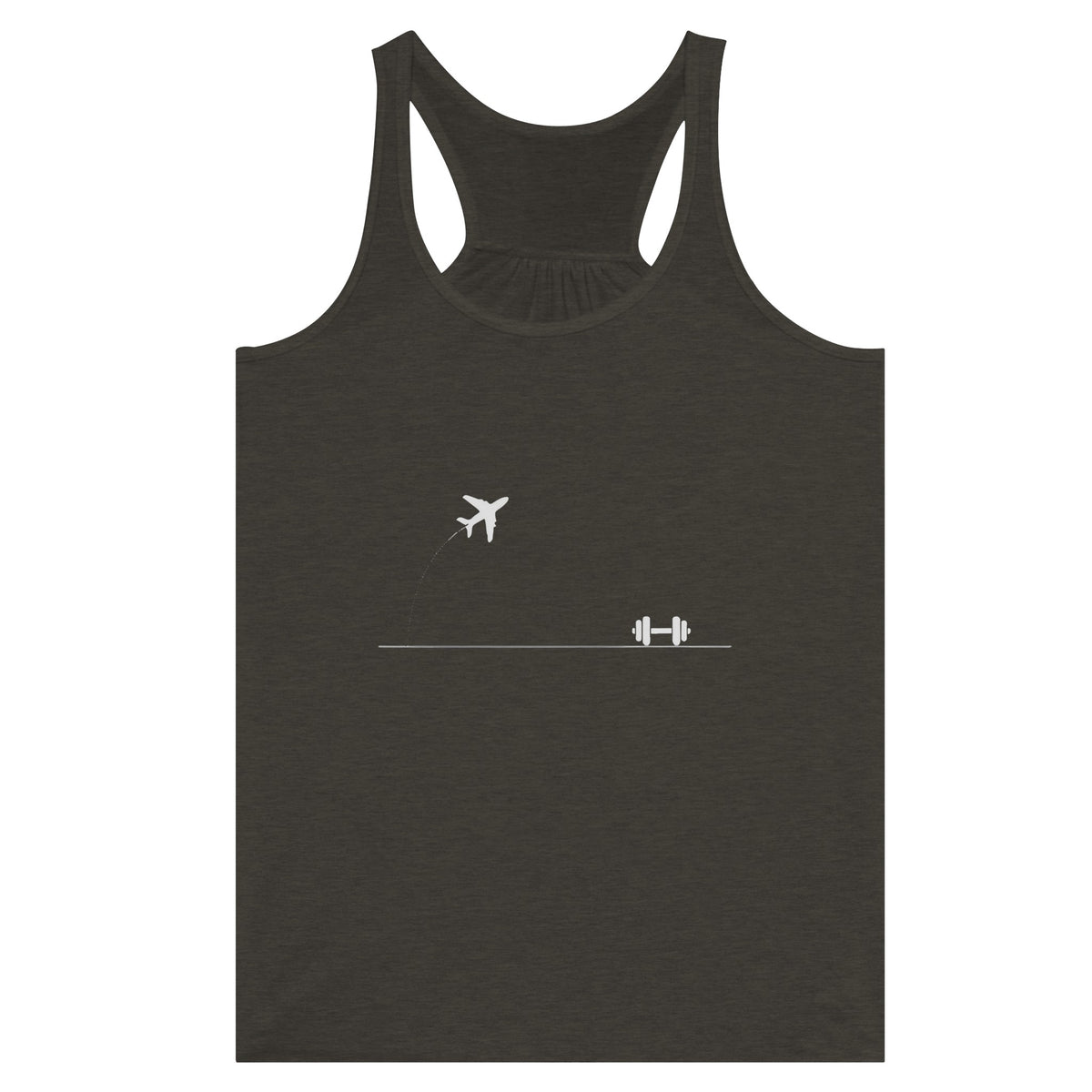 Rucked Miles, Ready Muscles Racerback | Dumbbells & Hotels - Rucked Miles, Ready Muscles. design, racerback product photo