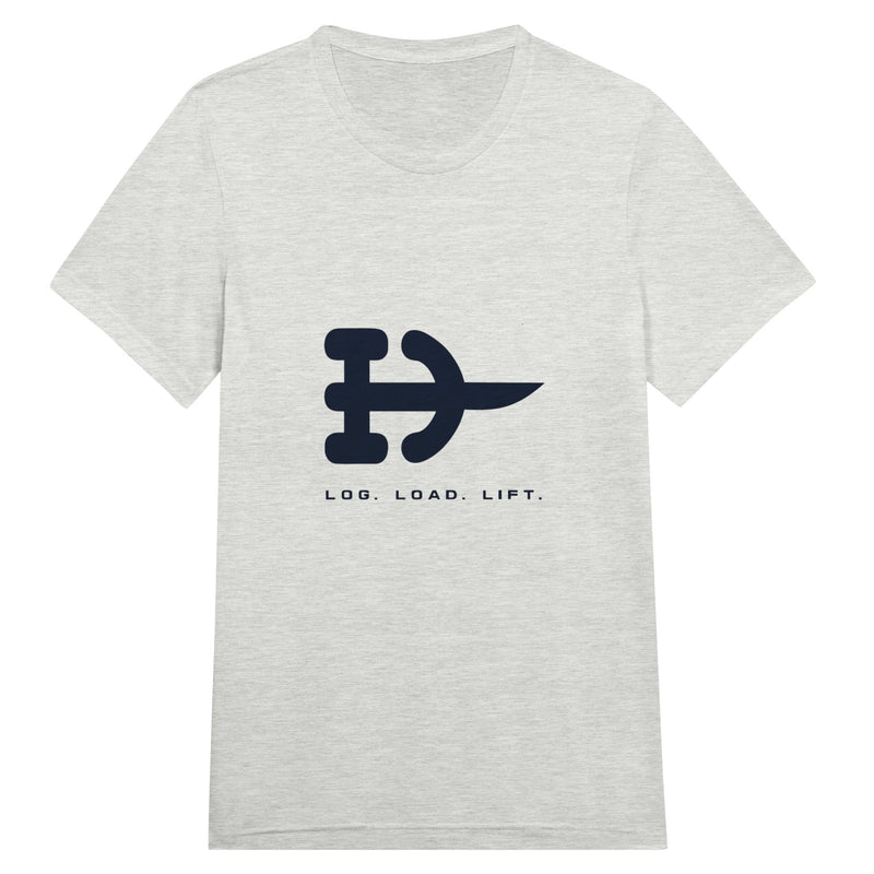 Log. Load. Lift. Tee | Dumbbells & Hotels - Log. Load. Lift. design, tee flat lay