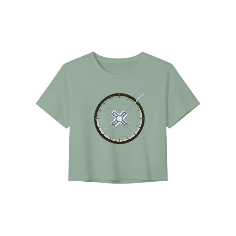 Flight-Tested Standard Crop Tee | Dumbbells & Hotels - Flight-Tested Standard design, crop tee product photo