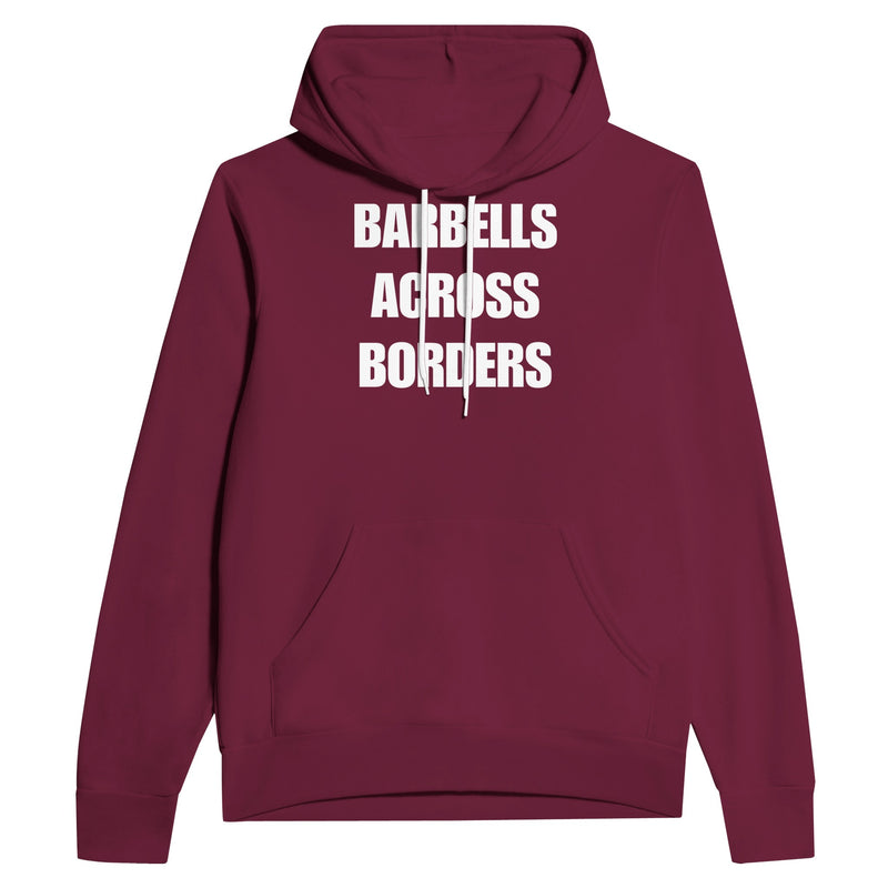 Barbells Across Borders travel hoodie — flight-tested travel fitness apparel for the road warrior | Dumbbells & Hotels
