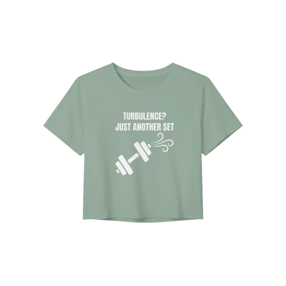 Turbulence? Just Another Set women's travel crop tee by Dumbbells & Hotels — view 5