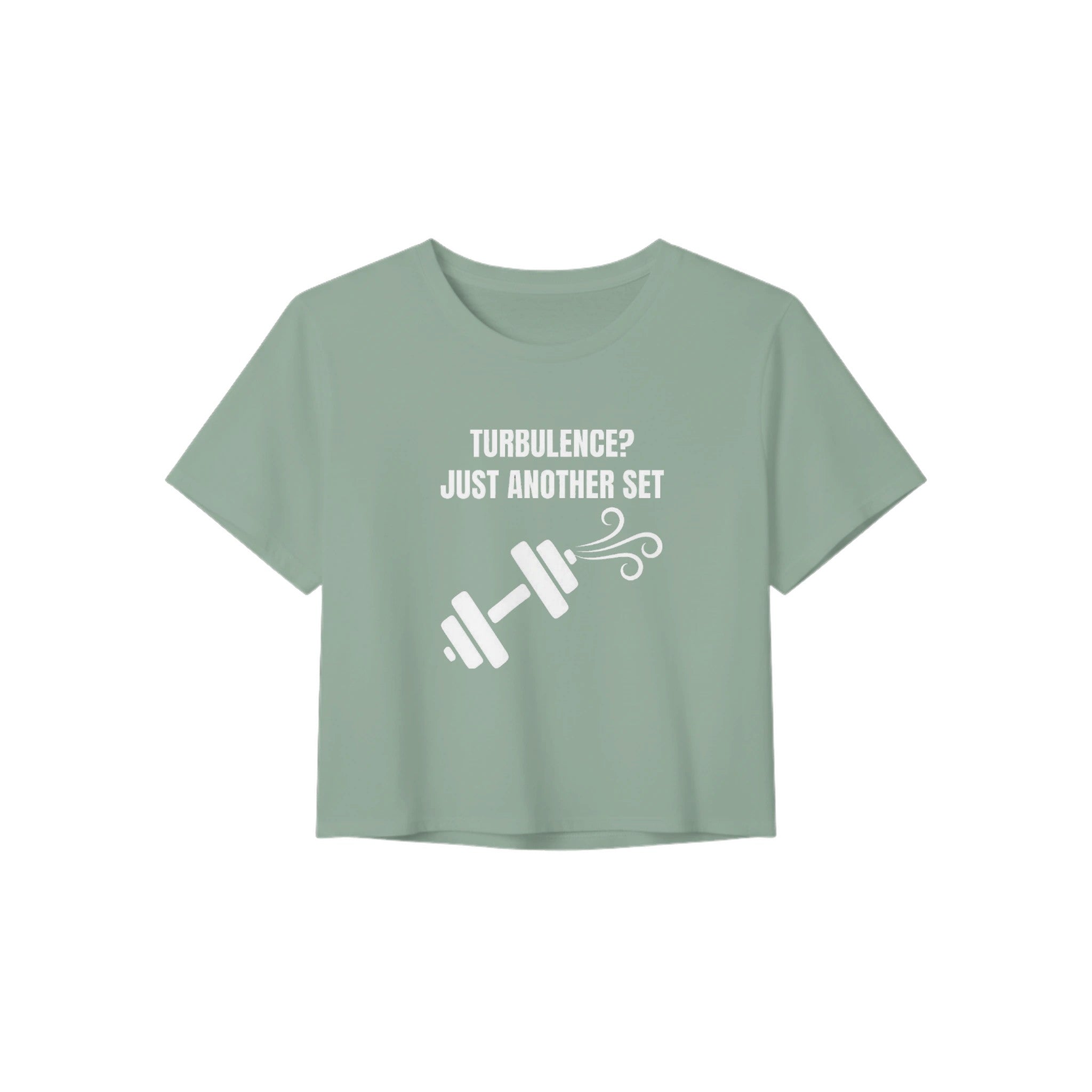 Turbulence? Just Another Set women's travel crop tee by Dumbbells & Hotels — view 5