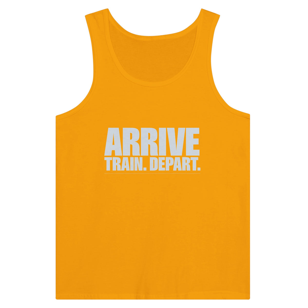 Arrive. Train. Depart. Tank | Dumbbells & Hotels - Arrive. Train. Depart. design, tank product photo